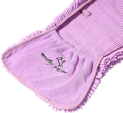 Patas Lague Absorbent Dog Towel for Drying Dogs Large, 35''x15'' Extra Large Microfiber Quick Drying Pet Bath Towel with Hand Pockets, Machine Washable Pet Shammy Lilac
