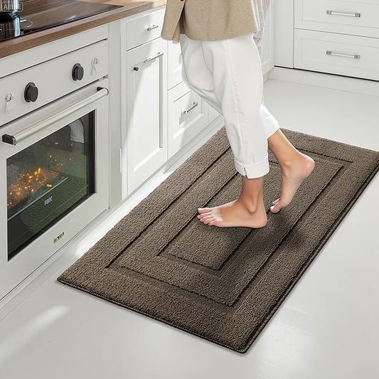 GRANNY SAYS Kitchen Mats for Floor Resist Dirt Kitchen Rugs Non Slip Washable, Small Rug for Sink Laundry Thick Durable Polypropylene Comfort Standing, 32" x 20", Light Brown