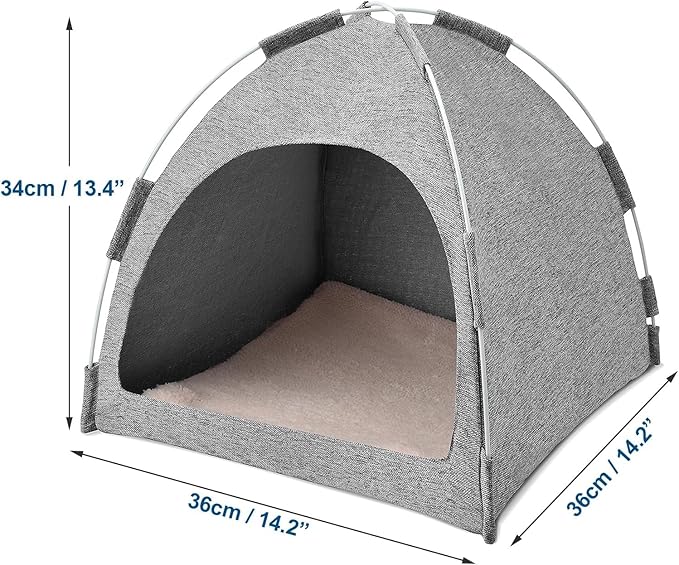 Cat Tent, Cat Houses for Indoor Cats, Quick Assembly and Disassembly, Portable Pet Tent, for Cats, Small Dogs and Other Small Animals (Blue Grey)