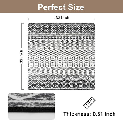 OJIA Stair Treads Non-Slip Matching Mat for Wooden Steps, Square Capet Stair Treads Rubber Backing Stair Runner Anti-Slip Stair Landing Mat 32x32 Inch Stair Rugs