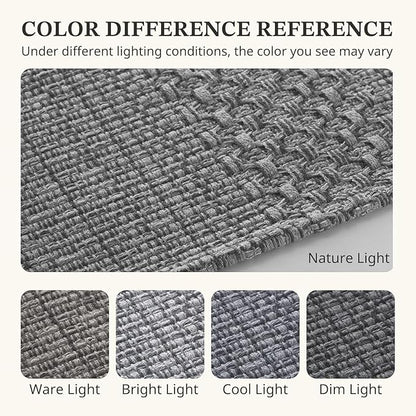 3x5 ft Area Rug - Machine Washable Non-Slip Boho Rug for Living Room, Woven Rug for Bedroom, Dining Room, Home Office - Soft, Lightweight, Stain-Resistant, Soundproof - Grey