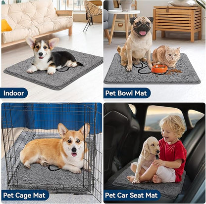 Bcoimo Super Absorbent Dog Door Mat, 30"*20" Anti Slip Mat for Muddy Paws, Pet Rugs for Dirty Paws Washable That Absorbs Moisture and Dirt, for Dog Cage and Pet Resting Carpet