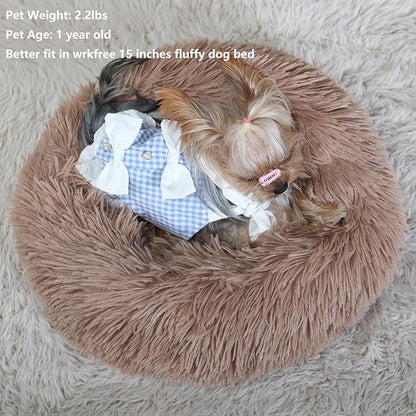 Tiny Dog Bed Fluffy Puppy Bed Washable Donut Anti Slip 15 Inches
