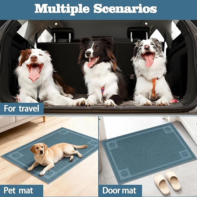 Darkyazi Pet Feeding Mat Large for Dogs and Cats,24"×16" Flexible and Easy to Clean Feeding Mat,Best for Non Slip Waterproof Feeding Mat. (Silver Blue)