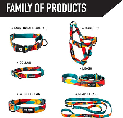 Wolfgang Heavy Duty, Adjustable Dog Collar with Quick Release Nylon Buckle for Walking & Training, ShatterShapes Print, Large