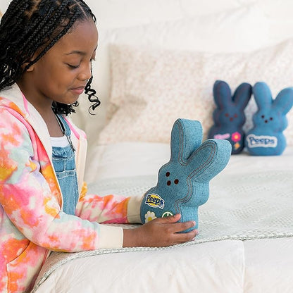 Animal Adventure | 9" Blue Denim Shaggy Bunny Peeps Plush | Easter Basket Stuffed Animals for Kids | Marshmallow Candy | Huggable Ultra Soft Plushie Stuffers Buddy Toy | Collectable Gifts | Aged 3+
