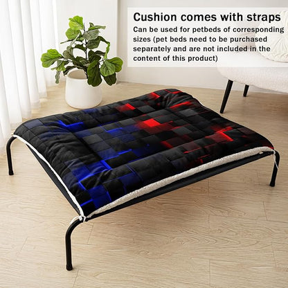 Dog Cat Bed Mat Ultra Soft Fluffy Pet Bed Washable Fashion Dog Crate Beds Comfy Comfy Pet Sleeping Pad Suitable for Pet Raised Bed(30"x26",Red Blue)