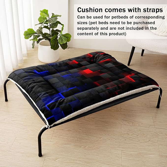 Dog Cat Bed Mat Ultra Soft Fluffy Pet Bed Washable Fashion Dog Crate Beds Comfy Comfy Pet Sleeping Pad Suitable for Pet Raised Bed(42"x32",Red Blue)