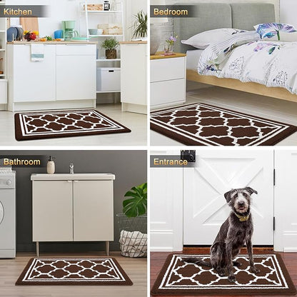 Buganda Indoor Door Mat, Dirt-Resistant and Absorbent Doormat, Anti-Slip, Low Profile Floor Mats for Inside Entryway, Front, and Back Door Entrance (32x20 Inches, Dark Brown)