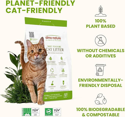 Natural Unscented Cat Litter - 10 lbs - Plant-Based, Clumping, Biodegradable, Non-Toxic, Compostable, Eco-Friendly, Odor Control, Low Dust, Safe for Cats & Kittens. (Pack of 2)