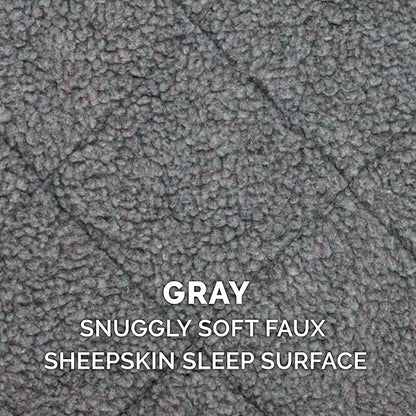 Furhaven Dog Bed for Extra Small Dogs & Indoor Cats, 100% Washable, Sized to Fit Crates - Sherpa Fleece Bolster Crate Pad - Gray, Extra Small (Pack of 2)