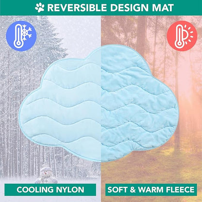 PetAmi Dog Cooling Mat, Cloud Shape, Reversible Cooling Nylon Blanket Soft Fleece Pet Pad for Dogs Cats, Summer All Season Use Q-Max>0.3, Small 30x40 in, Light Blue
