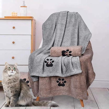 Dog Towel Super Absorbent Soft Microfiber Pet Bath Grooming Towels for Drying Dogs and Other Pets (M-36" * 28", Grey)