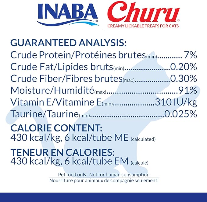 INABA Churu Cat Treats, Lickable, Squeezable Creamy Purée Cat Treat with Green Tea Extract & Taurine, 0.5oz. Each Tube, 20 Tubes, Chicken & Seafood Variety