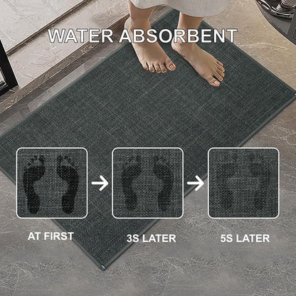 Ultra Thin Indoor Door Mat, Low-Profile Door Mats Indoor Entrance, Non-Slip Natural Rubber Backing Doormat, Washable Entryway Doormats, Fade Resistant Dirt Trapper for Kitchen, 47''x24'',Grey