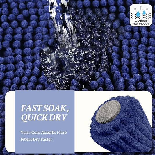 VIVAGLORY Dog Door Mat Absorpmax Dog Rug for Muddy Paw, Mat for Muddy Paw Door Indoor Floor Entryway, Waterproof Washable & Water Absorbent Dirt Trapper, 35" × 25", Navy Blue