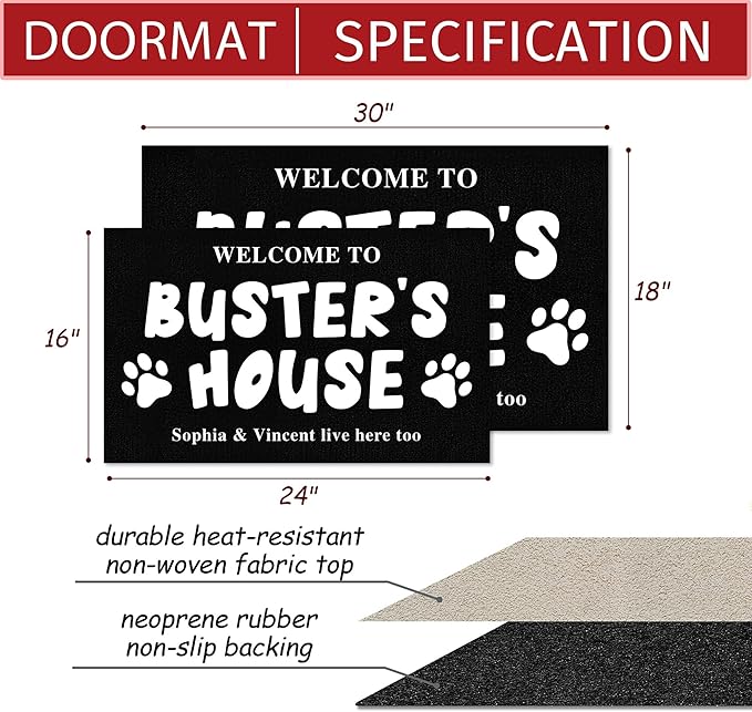 Custom Doormat with Family Name - Personalized Entryway Door Mat Front Door Mat for Outdoor Decor Entrance Mat Housewarming Gift with Anti-Slip Backing Design06