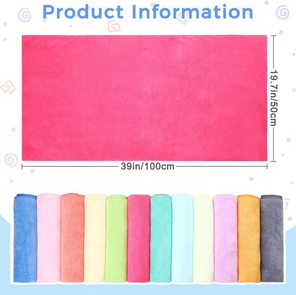 Moukeren 12 Pcs Dog Towels Bulk 20'' x 39'' Microfiber Bath Towels for Drying Dogs Absorbent Soft Pet Grooming Towels for Small Medium Puppy Cat Bath Pet Grooming Shower Essential, 12 Colors