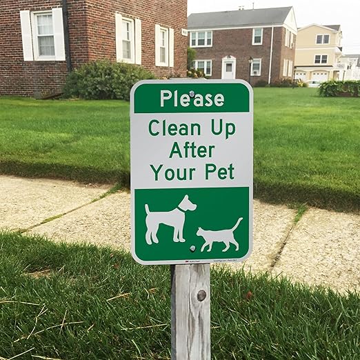 Please Clean Up After Your Pet Sign, 18 x 12 inch, 63 mil thick, 3M Laminated Engineer Grade Reflective Aluminum Sign by Smartsign, Made in USA