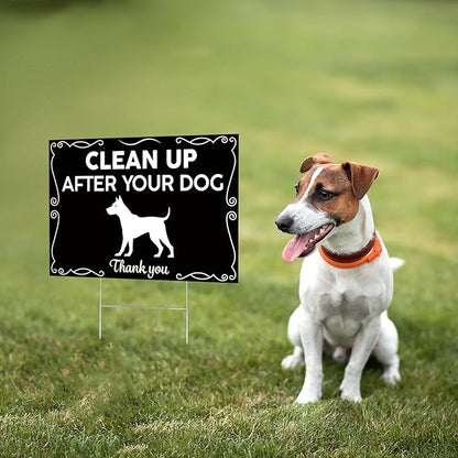 2 PC Clean Up After Your Dog Signs - 8x12 Double Sided Coroplast Please Pick Up After Your Dog Sign