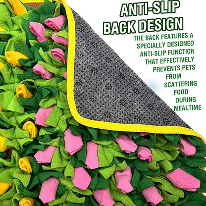 Snuffle Mat for Dogs, 23.62''*15.75'' for Small & Medium, Fleece Mentally Stimulating Toys for Dogs Cats Rabbits, Helps Control Eating Speed and Train Scent Detection (Tulip Style)