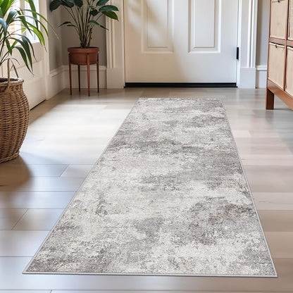 Abstract 2x5 Rug Runner Washable Non-Slip Hallway Carpet for Entryway, Kitchen,Laundry Room- Soft Low-Pile Thin Indoor Floor Mat - Modern Gifts for Newlyweds Household Home Decor 2x5 Grey