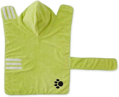 Bone Dry Pet Robe Collection, Embroidered Absorbent Microfiber Bath Robe with Adjustable Closure, for Dogs & Cats, Large, Lettuce Green