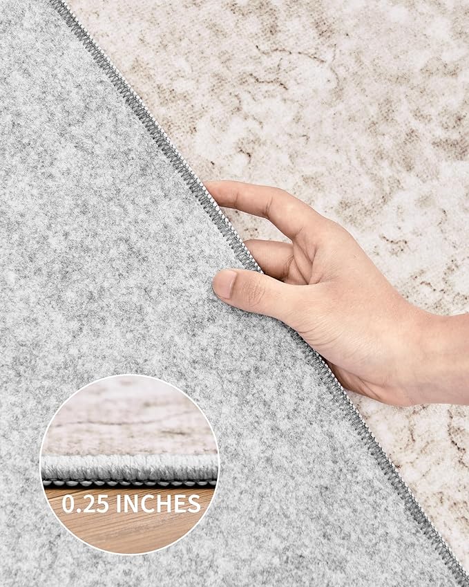 Art&Tuft Non-Slip Runner Rug - 2‘6x8 Runner Rug Washable Low-Pile Rugs Runners, Soft Distressed Carpet Runner for Bedroom Bathroom Kitchen Laundry Living Room, Beige