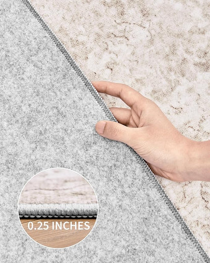 Art&Tuft Non-Slip Runner Rug - 2‘6x8 Runner Rug Washable Low-Pile Rugs Runners, Soft Distressed Carpet Runner for Bedroom Bathroom Kitchen Laundry Living Room, Beige
