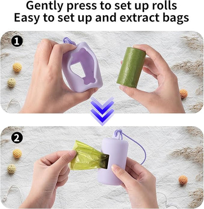 3Pack Dog Poop Bag Holder for Leash,Integrated Molding Soft Plastic Pet Waste Bag Dispenser with Elastic Loop Protable Doggie Poop Bag Dispensers