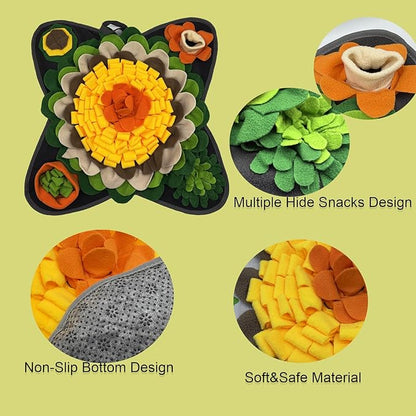 Rabbit Foraging Mat Snuffle Mat, Feeding Mat Interactive Feeding Puzzle Toy, Pet Sniffing Training Mat for Dogs, Hamsters Guinea Pigs Stress Relief