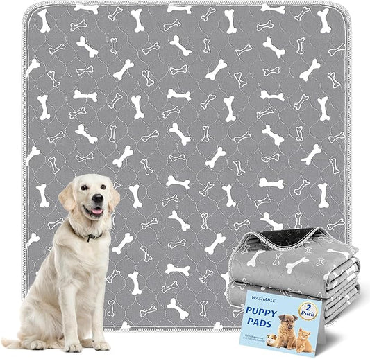 Washable Pee Pads for Dogs Large 54" x 54" 2-Pack Reusable Puppy Pads Pet Training Pads, Fast Absorb Dog Mats, Waterproof Whelping Pad, Non-Slip Protects Against Urine Leakage