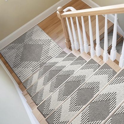 PADOOR Stair Treads Landing Mat Non Slip for Wooden Steps Indoor, 3D Peel and Stick Stair-Carpet Treads Washable Reusable Adhesive Stair Rugs for Kids and Dogs 31"x31" Grey