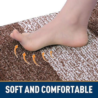 Smiry Dog Door Mat for Muddy Paws, Absorbs Moisture and Dirt, Low-Profile Entryway Mat with Non-Slip Backing, Entry Indoor Outdoor Doormat for Inside Floor (59x20 Inches, Brown, Striped)