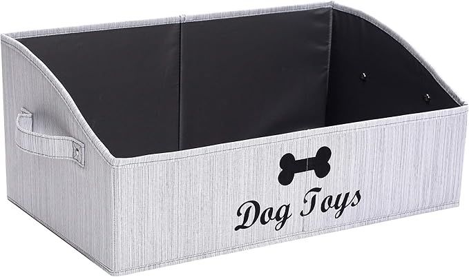 Morezi Dog Toy Basket - Organize Pet Toys, Blankets, Leashes, Chews in Living Room, Playroom, Closet, Shelf - Grey