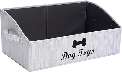 Morezi Dog Toy Basket - Organize Pet Toys, Blankets, Leashes, Chews in Living Room, Playroom, Closet, Shelf - Grey