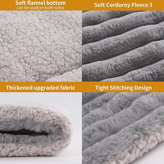 Self Warming Cat Bed, 2 Pack 22x16 Inch Reversible Two-Sided Use Self Heating Mat for Cats and Dogs, Washable Pets Crate Pad for Indoor & Outdoor Use, Non-Slip & Cozy Flannel Base
