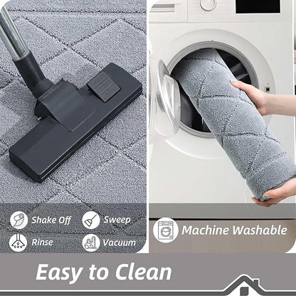 BEQHAUSE Dirt Trapper Door Mat 32" x 48", Doormat Non-Slip Entryway Rugs Washable, Dog Door Mat Stain Resistant and Absorbent Welcome Floor Mat for Front Back Door, Mud Wet Shoes & Paws, Grey