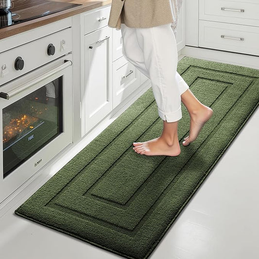 GRANNY SAYS Kitchen Mats for Floor Resist Dirt Kitchen Rugs Non Slip Washable, Large Rug Runner for Sink Laundry Thick Durable Polypropylene Comfort Standing, 59" x 19.7", Green