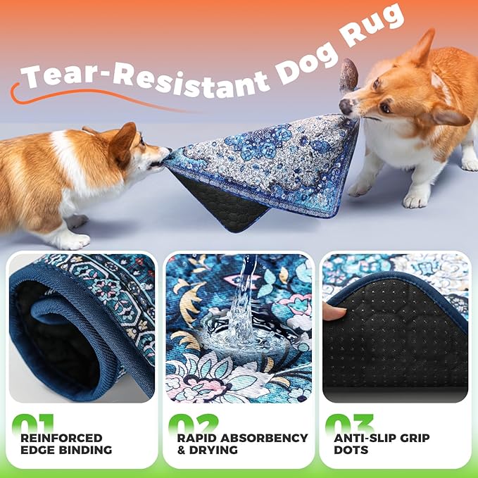 Hompet 2 Pack Super Absorbent Dog Door Mat for Muddy Paws, Washable Pee Pads for Dogs, Reusable Puppy Training Pads, Quick Dry Non-Slip Pet Entryway Rug, Leak-Proof Potty Pad for Indoor Floors 28.5x60