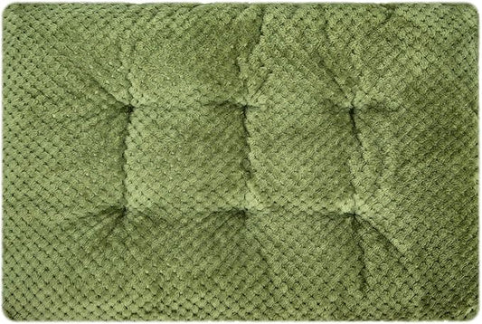 WONDER MIRACLE Fuzzy Deluxe Pet Beds, Super Plush Dog or Cat Beds Ideal for Dog Crates, Machine Wash & Dryer Friendly (15" x 23", S-Olive Green)