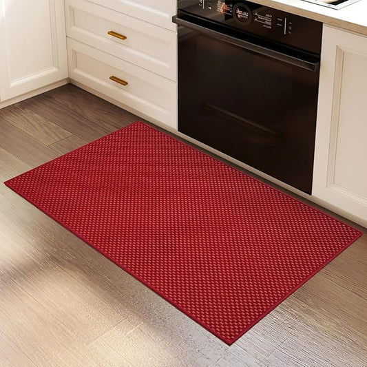 2x3 ft Indoor Door Mat Entryway Rug Non Slip Boho Woven Washable Small Area Rugs Runner, Front Entry Rug Entrance Doormat for Hall Porch Bathroom Kitchen Bedroom Easy Clean, Red 24"x36"