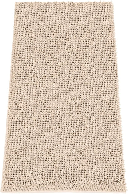 Absorbent Dog Door Mat for Muddy Paws, 60" x 30" Chenille Indoor Mats for Entryway, Trap Dirt Front Door Mat Indoor Entrance Washable Non Slip Soft Beige