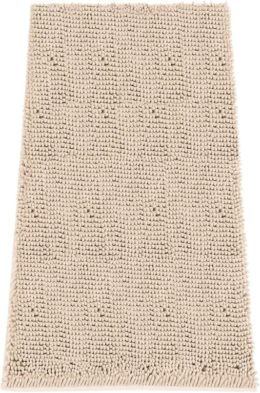 Absorbent Dog Door Mat for Muddy Paws, 60" x 30" Chenille Indoor Mats for Entryway, Trap Dirt Front Door Mat Indoor Entrance Washable Non Slip Soft Beige