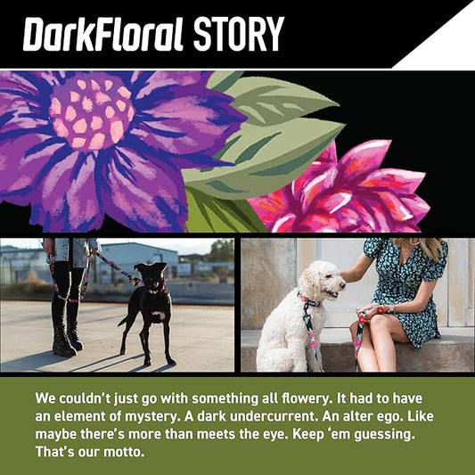 Wolfgang Heavy Duty, Adjustable Dog Collar with Quick Release Nylon Buckle for Walking & Training, DarkFloral Print, Large