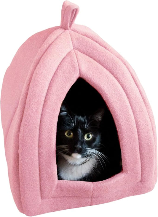 PETMAKER Indoor Cat House with Removable Foam Cushion for Cats, Kittens, Small Dogs & Small Pets, Plush Pet Bed Crate Tent Hideaway with Cozy Soft Interior, Small Animal Sleep & Rest Space