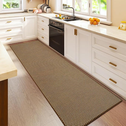 2x6 ft Kitchen Runner Rugs Mat Non Slip Woven Runners for Hallways Washable, Soft Long Entryway Laundry Hall Floor Runner Carpet for Indoor Backdoor Bedroom Living Room, Dark Brown/Coffee