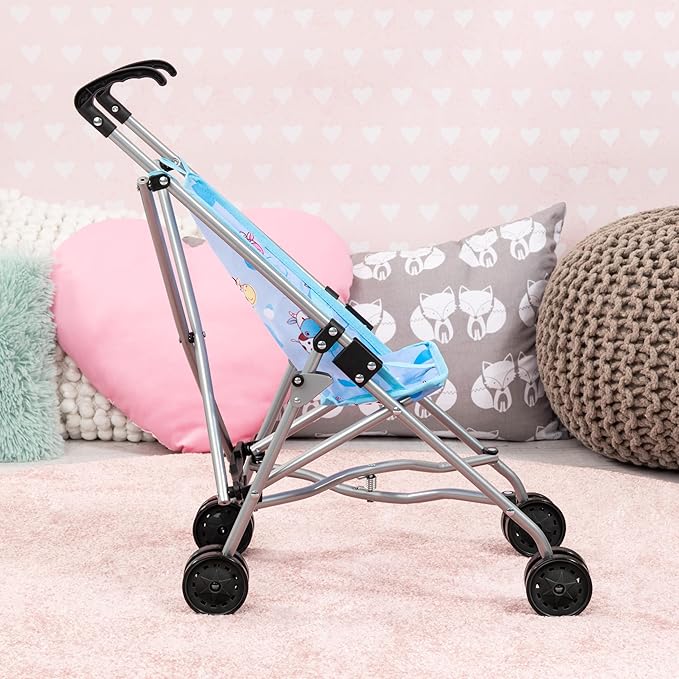 Bayer Baby Umbrella Stroller for Dolls - Blue Cow Print, 18 in