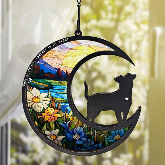BamLue Dog Memorial Suncatcher Ornament for Home Decor, Loss of Dog Sympathy Gift, Suncatchers for Windows Hanging, Pet Loss Gifts, Remembrance Gifts for Pet Lovers