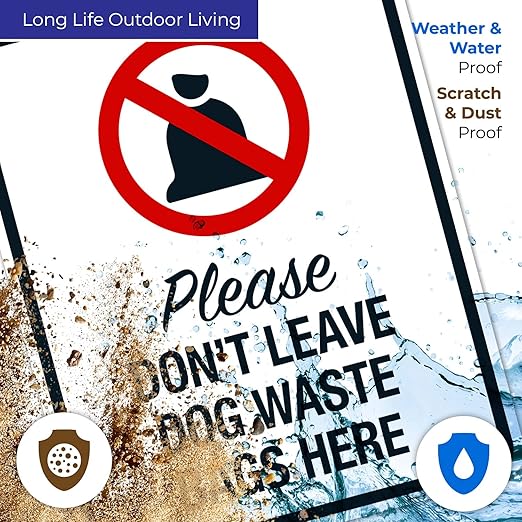 Please Don't Leave Dog Waste Bags Here 24x30 Inches, Rust Free .063 Aluminum, Fade Resistant, Made in USA